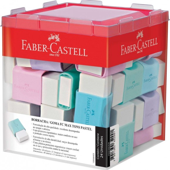 Borracha Faber Castell Tons Pasteis PCt c/24 Unidades Cores Sortidas