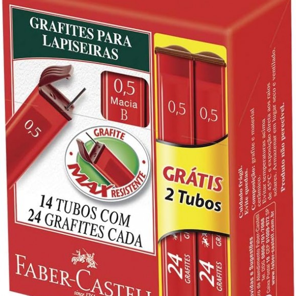 Kit 12 + 2 Grafite Faber-Castell Polymer 0,5mm B Macia