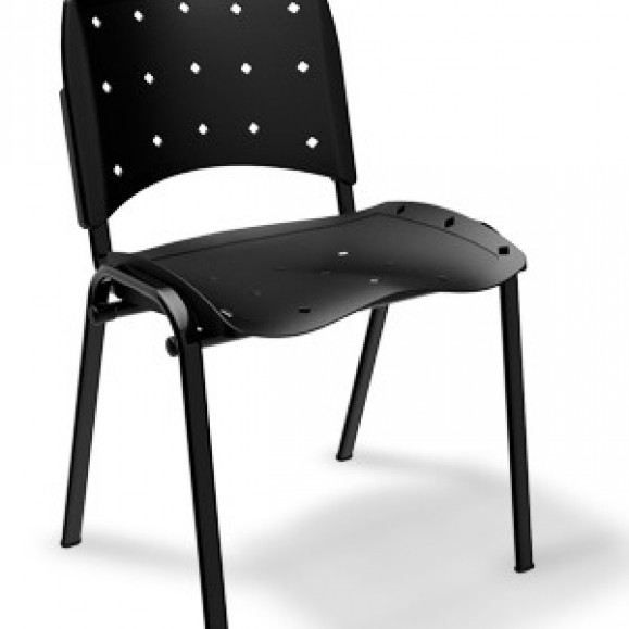 Cadeira Fixa Plastica Ergonômica Preta